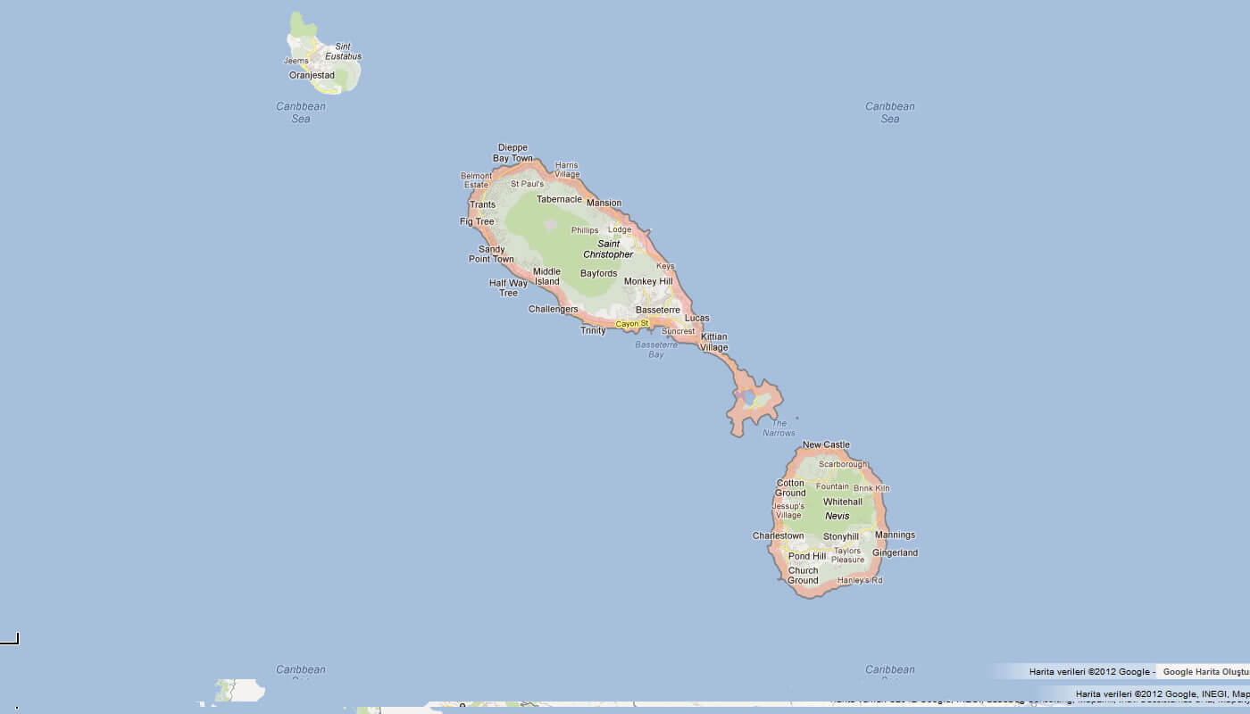 karte von Saint Kitts und Nevis
